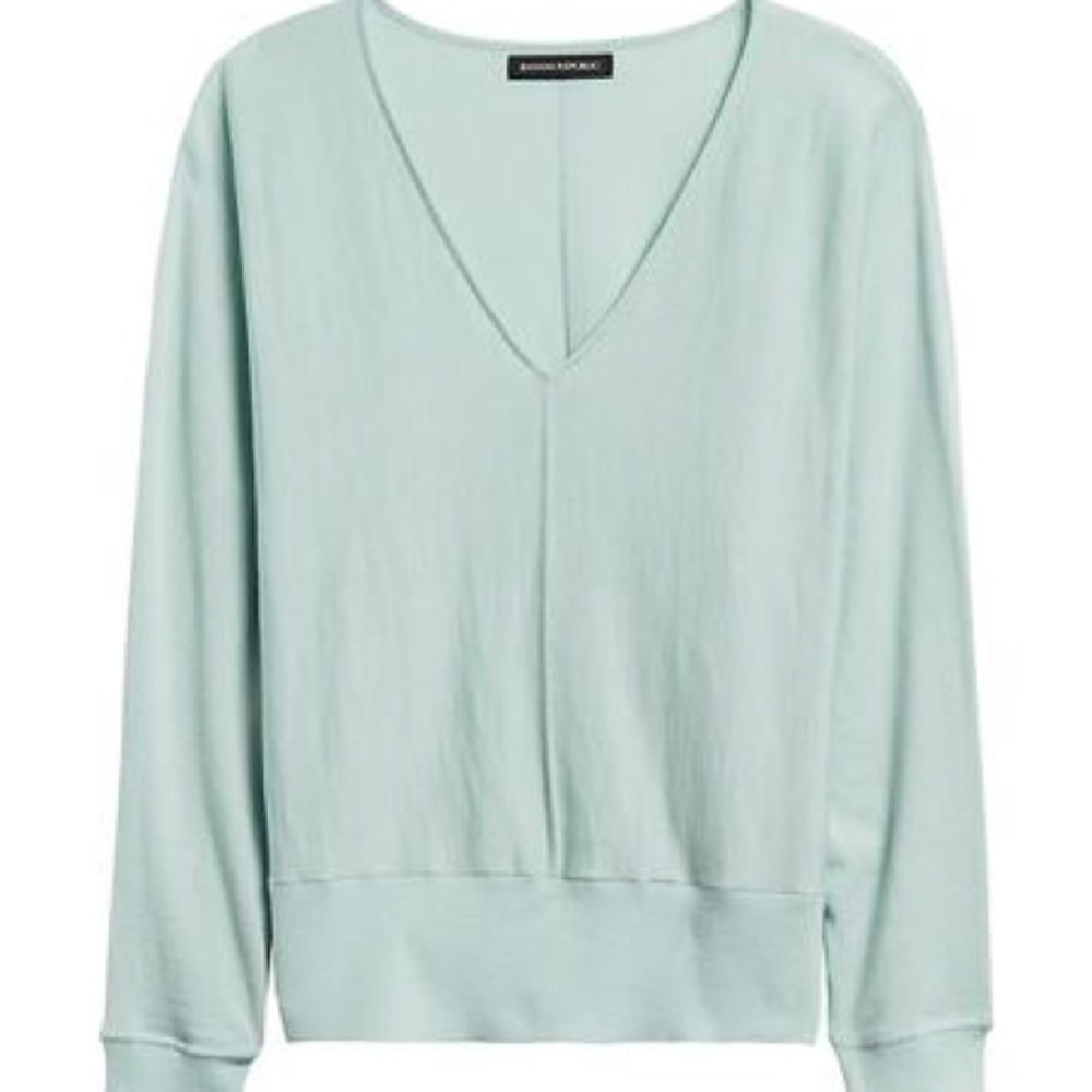 Banana Republic V neck, dolman sleeve sweater in light sage.